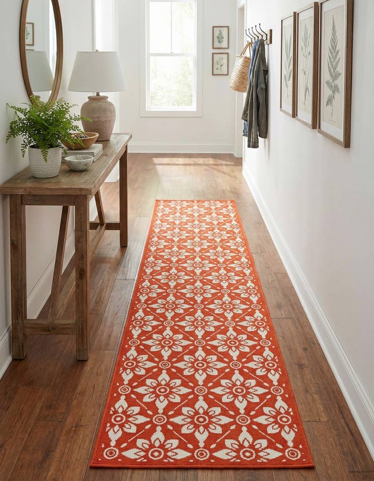 Detail image of 2' 7 x 12'  Washable Trellis Indoor / Outdoor Runner Rug