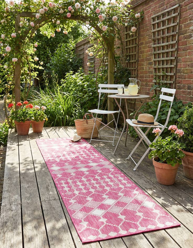 Detail image of 2' x 8' Easy-Clean Trellis Indoor / Outdoor Runner Rug