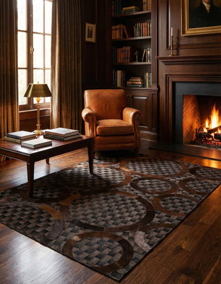 Detail image of  5' 1 x 7' 11 Cowhide - Patchwork Rug