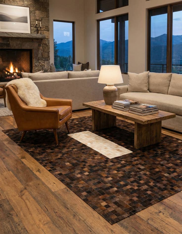 Detail image of 5' 1 x 7' 11 Cowhide Stocks Rug