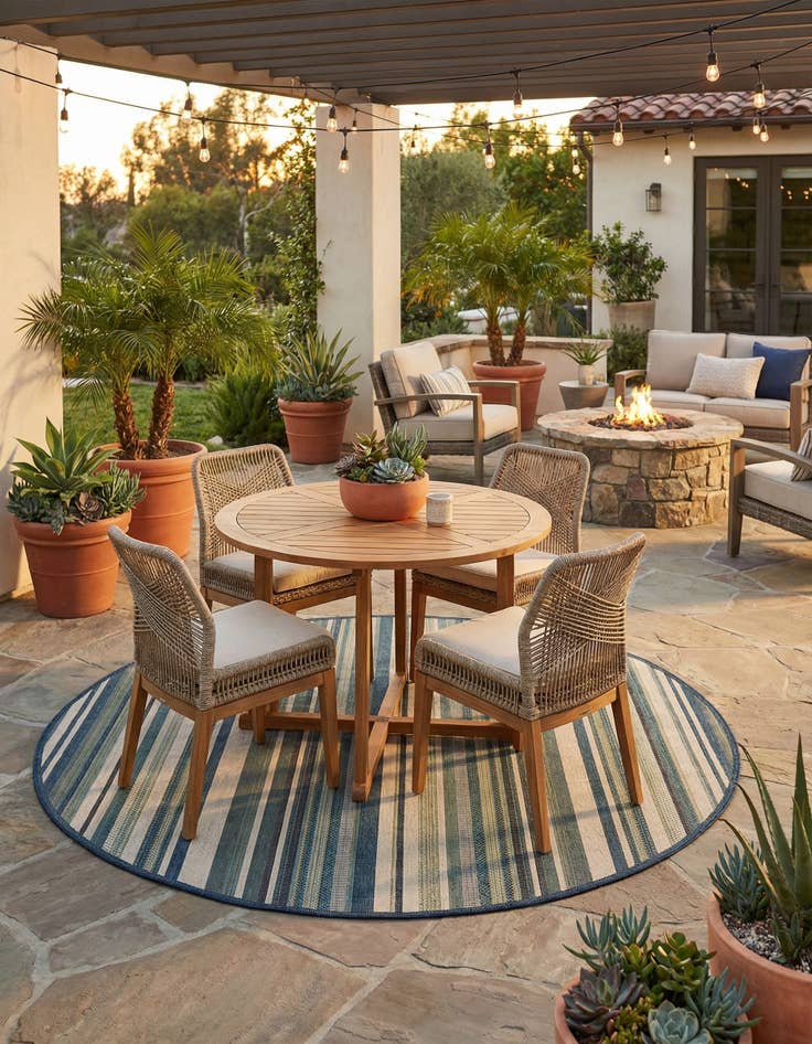 Detail image of 7' 10 x 7' 10 Easy-Clean Baja Indoor / Outdoor Round Rug