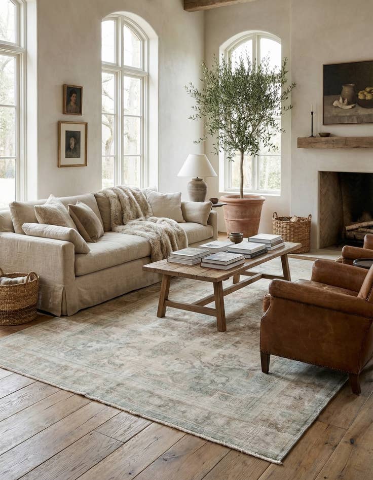 Detail image of 6' 4 x 9'  Hand Knotted Ultra Vintage Persian Wool Rug