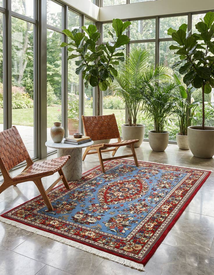 Detail image of 3' 6 x 5' 1  Hand Knotted Qom Persian Rug