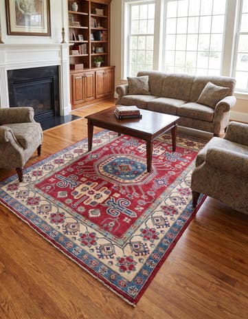 4' 10 x 6' 10 Hand Knotted Kazak Rug