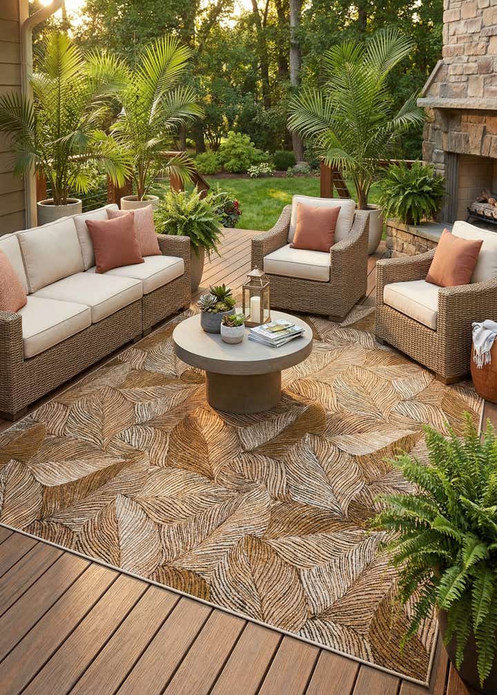 10' x 13' Easy-Clean Botanical Indoor / Outdoor Rug