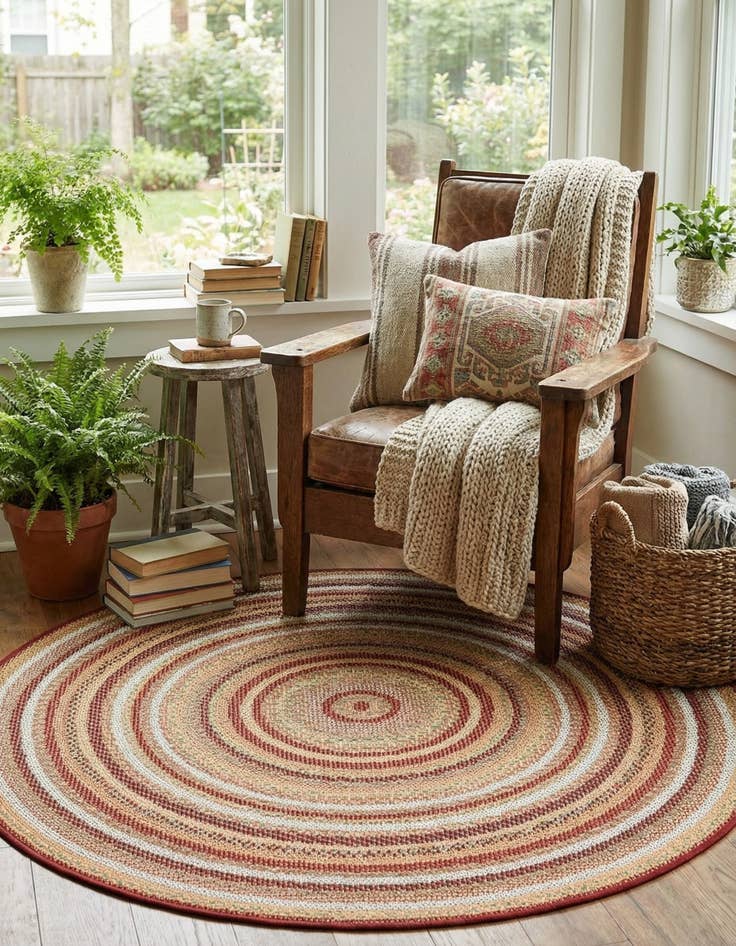 Detail image of 4' x 4'  Washable Baja Indoor / Outdoor Round Rug