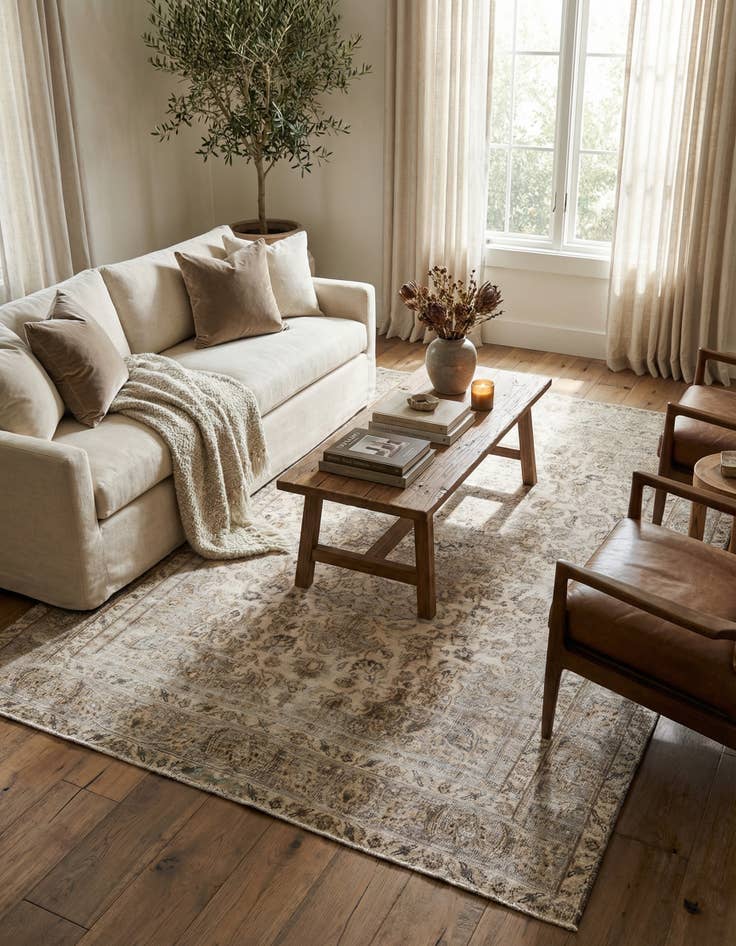 Detail image of 6' x 9' 6  Hand Knotted Ultra Vintage Persian Wool Rug