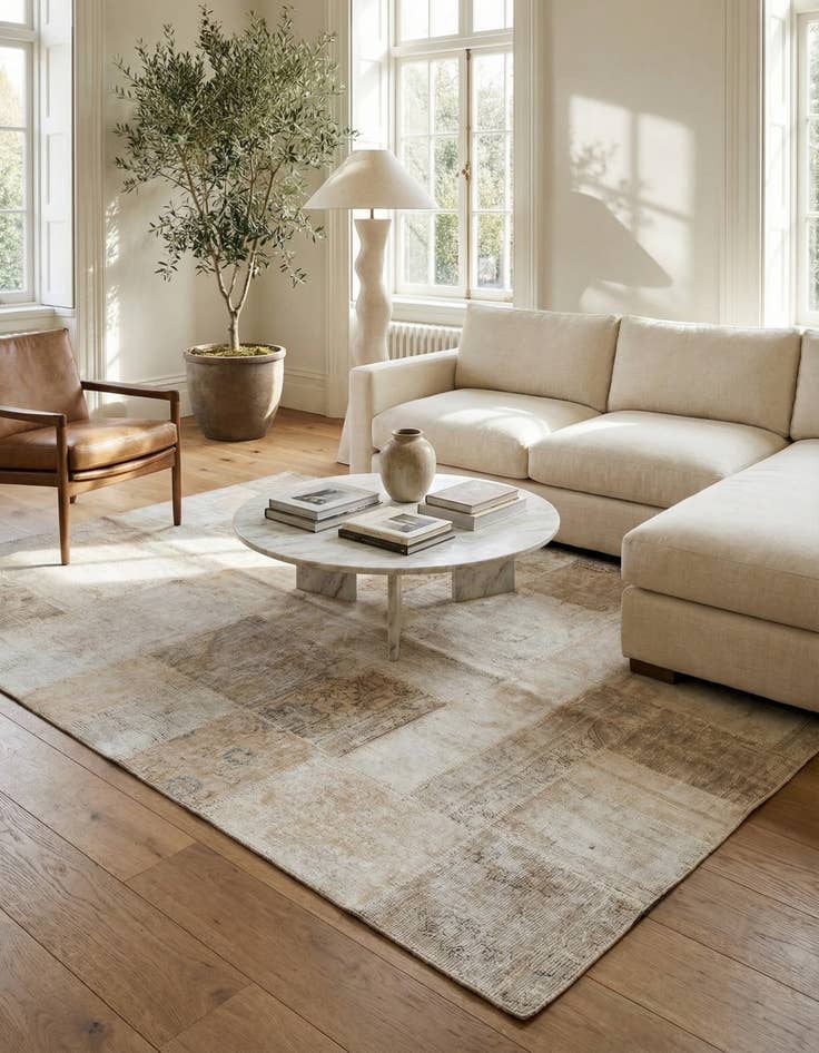 Detail image of 5' 8 x 8'  Hand Knotted Ultra Vintage Persian Wool Rug