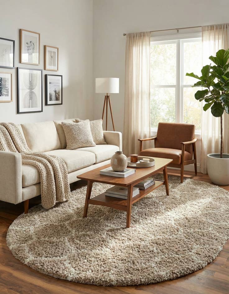 Detail image of  7' 10 x 10' Lattice Shag Oval Rug