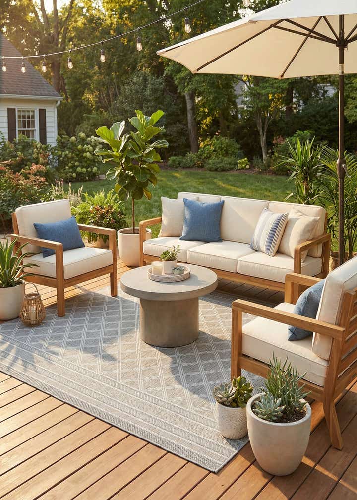7' 10 x 7' 10 Easy-Clean Trellis Indoor / Outdoor Square Rug