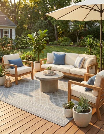 7' 10 x 7' 10 Easy-Clean Trellis Indoor / Outdoor Square Rug
