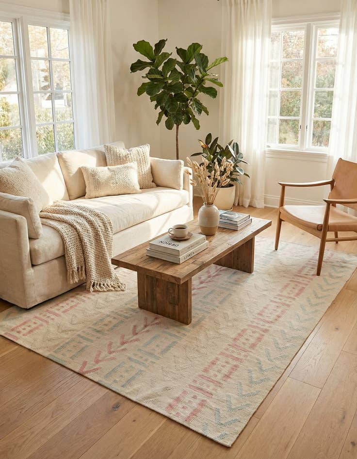 Detail image of 5' 2 x 5' 11  Hand Woven Kilim Modern Wool Square Rug