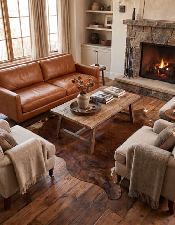 5' 4 x 5' 7 Cowhide Leather Square Rug