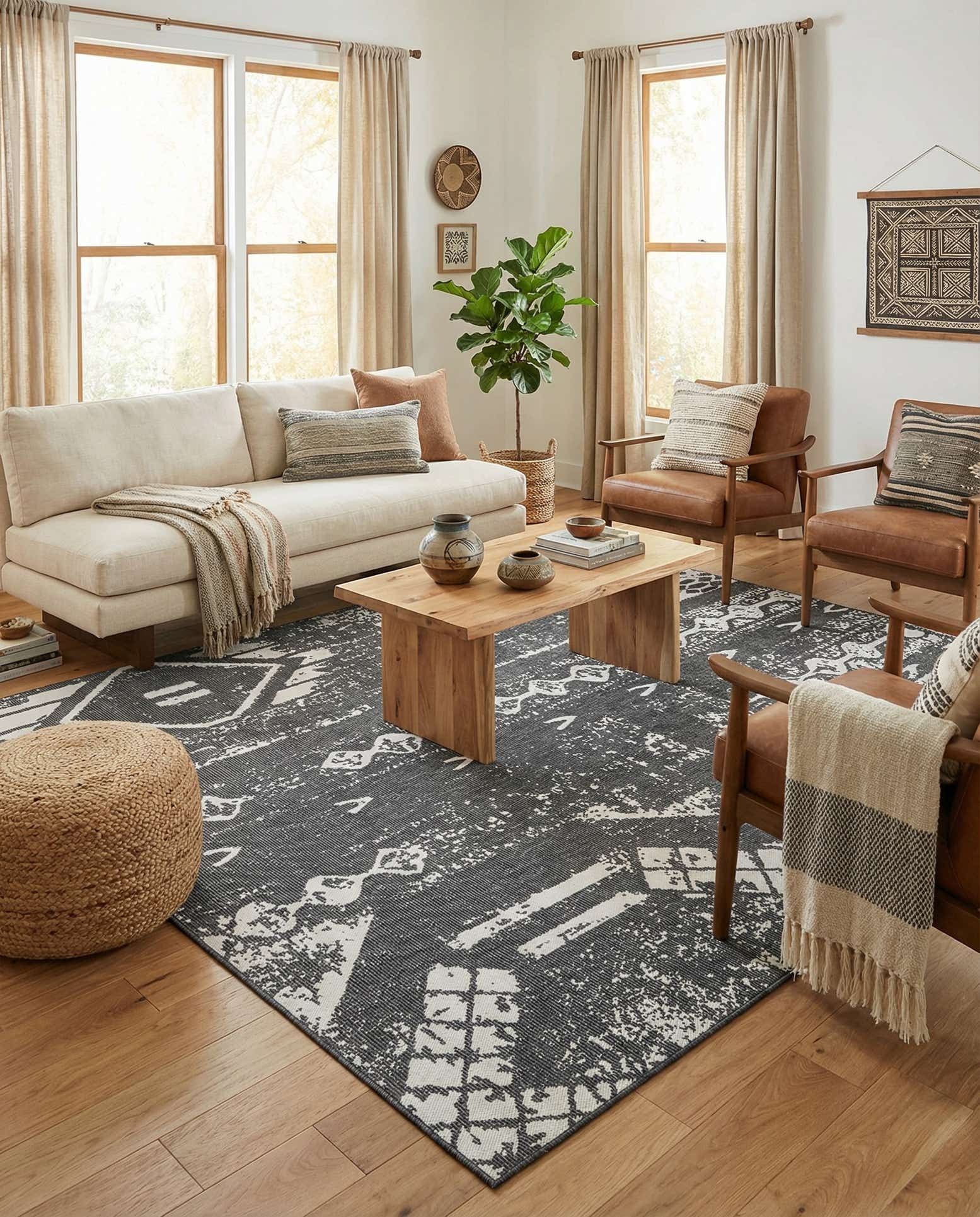 10' x 13' Easy-Clean Bohemian Indoor / Outdoor Rug