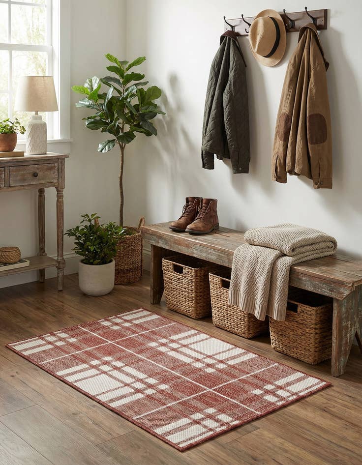 Detail image of  2' x 3'  Washable Checkered Indoor / Outdoor Rug