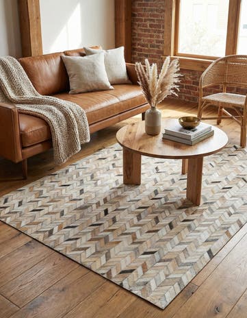 4' 7 x 6' 9 Cowhide Stocks Rug