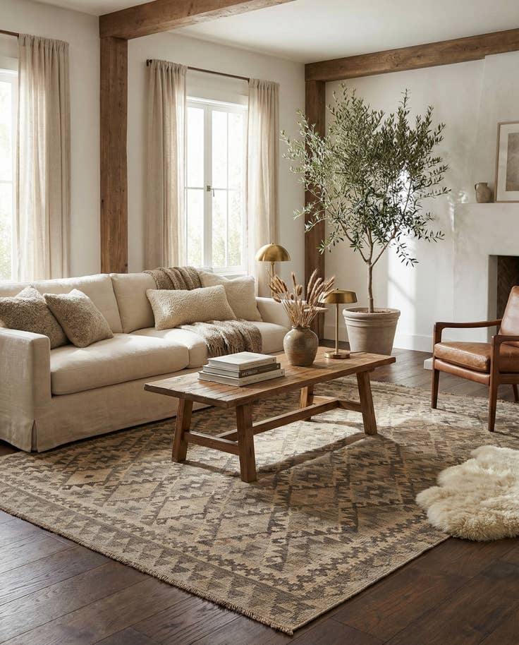 Detail image of 5' 2 x 6' 5 Hand Woven Kilim Maymana Wool Rug