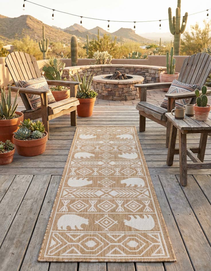 Detail image of 2' x 6' Easy-Clean Southwestern Indoor / Outdoor Runner Rug