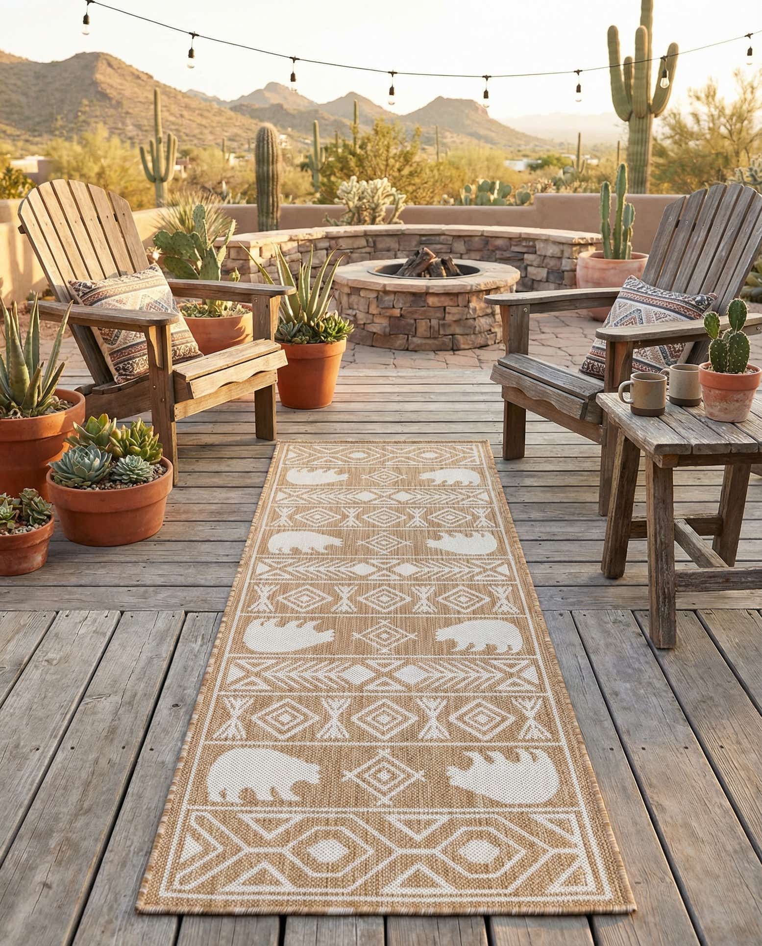 2' x 6' Easy-Clean Southwestern Indoor / Outdoor Runner Rug