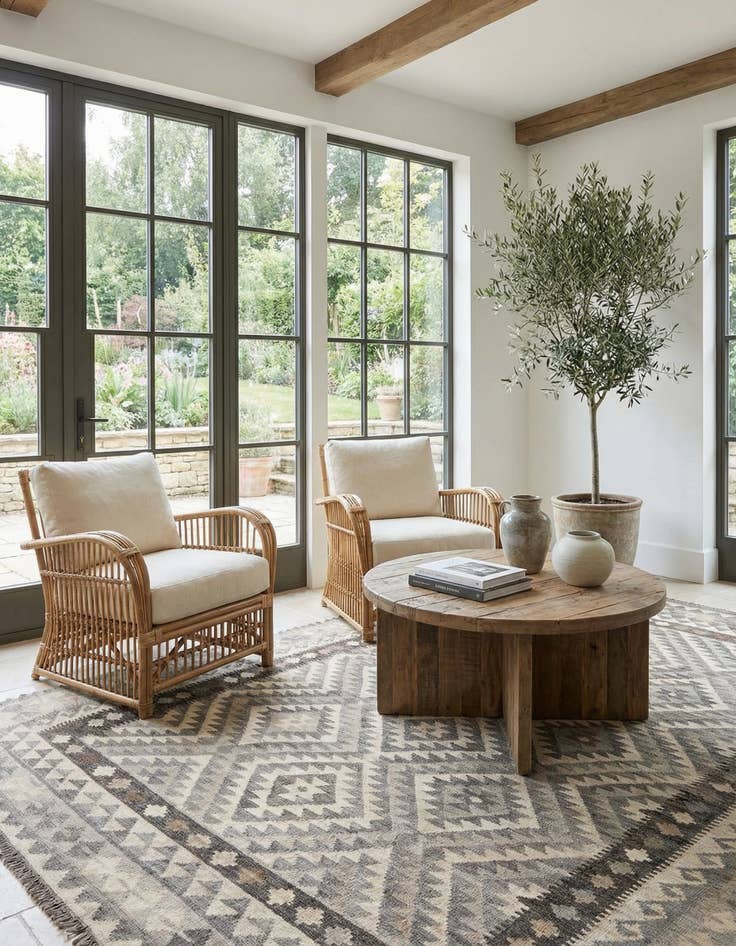 Detail image of 6' 9 x 9' 6  Hand Woven Kilim Maymana Wool Rug