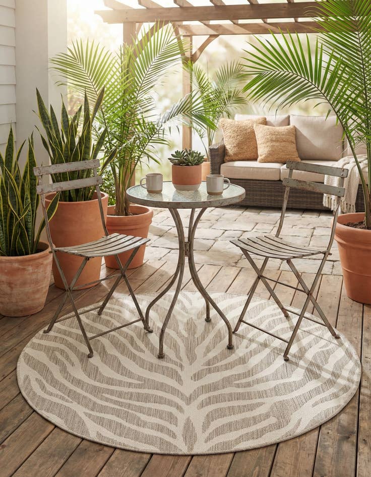 Detail image of 4' x 4'  Washable Safari Indoor / Outdoor Round Rug