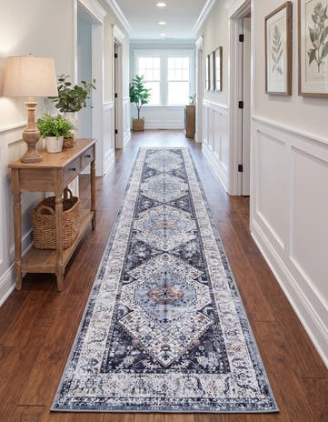 Linen Charcoal Washable Yara Runner Rug