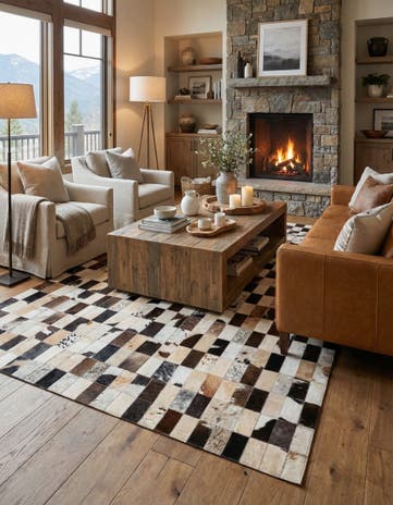 5' 2 x 7' 6 Cowhide Rug