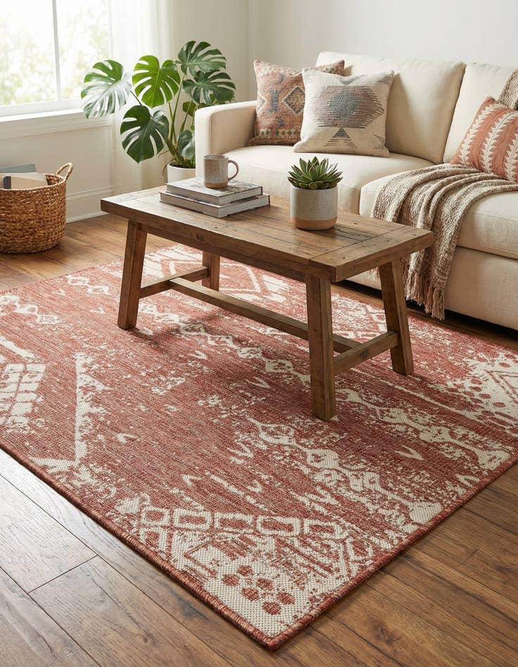 Detail image of 4' x 6' Easy-Clean Bohemian Indoor / Outdoor Rug