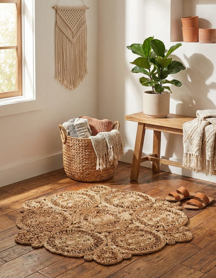 3' 1 x 3' 1 Handmade Braided Jute Round Rug