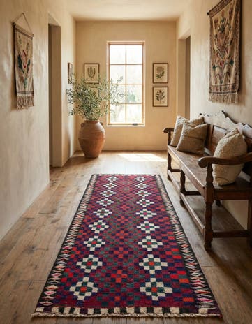 4' 5 x 9' 6 Hand Woven Kilim Fars Wool Runner Rug