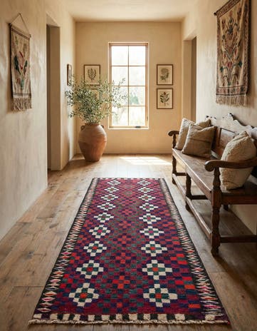 4' 5 x 9' 6 Hand Woven Kilim Fars Wool Runner Rug