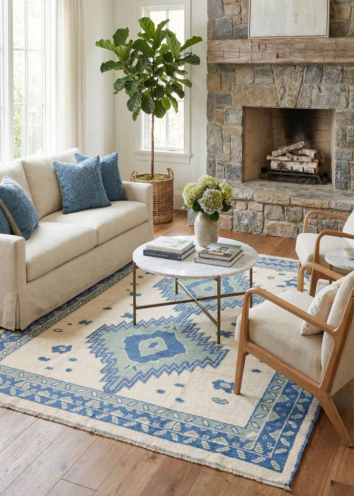 8' x 10' Hand Knotted Oushak Wool Rug