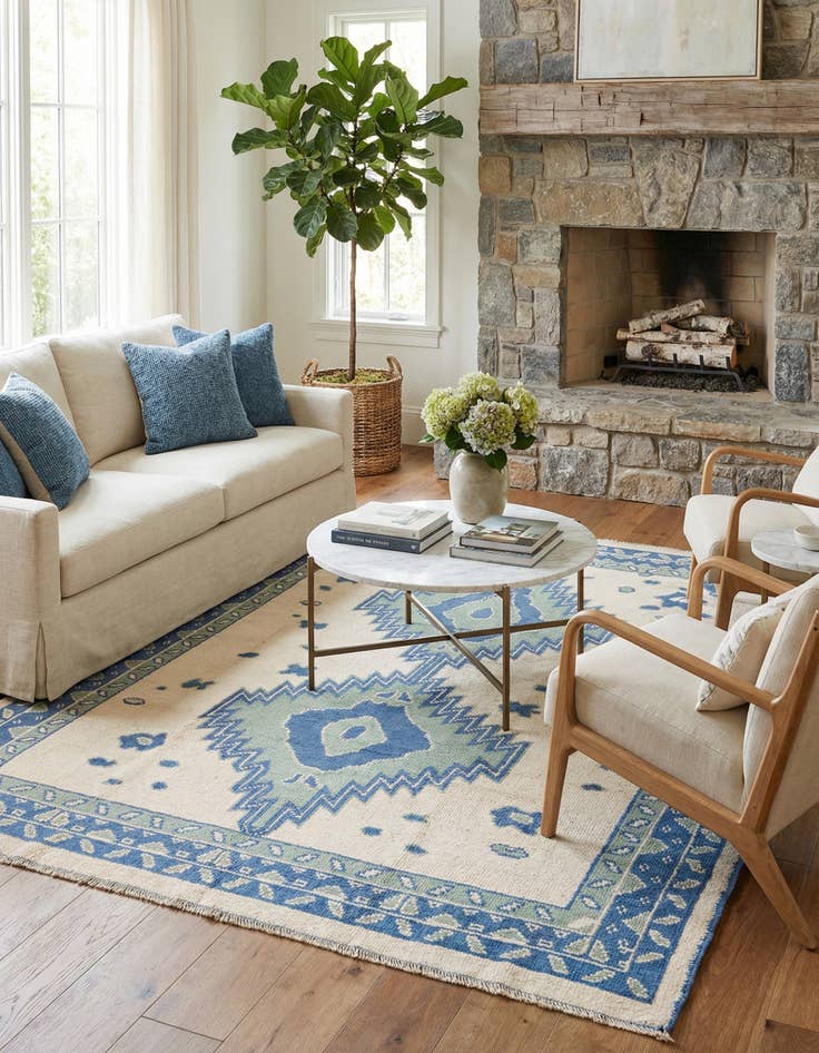 Detail image of 8' x 10'  Hand Knotted Oushak Wool Rug