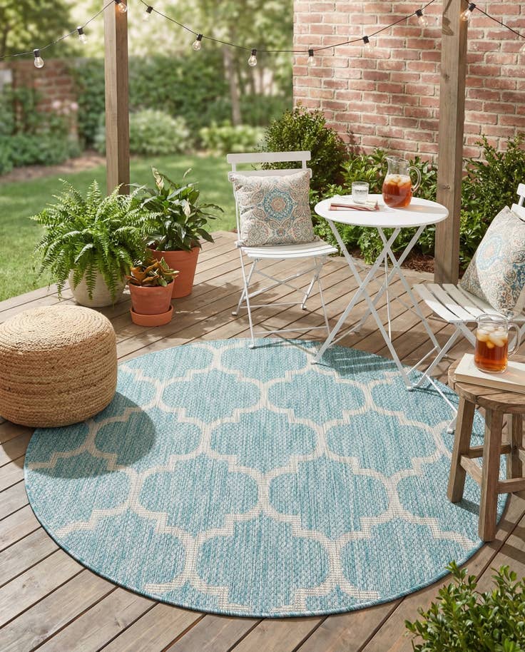 Detail image of 4' x 4' Easy-Clean Lattice Indoor / Outdoor Round Rug