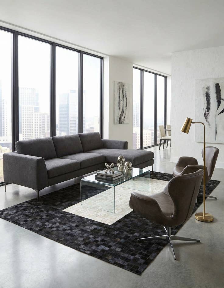 Detail image of 4' 11 x 8' Cowhide Stocks Rug