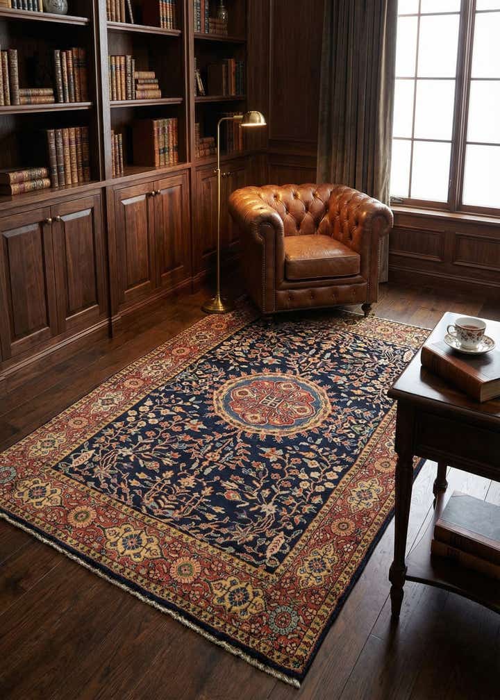 4' x 6' Hand Knotted Sarough Wool Rug
