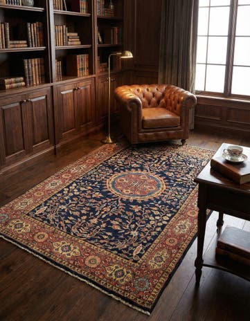 4' x 6' Hand Knotted Sarough Wool Rug