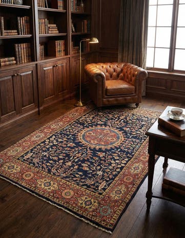 4' x 6' Hand Knotted Sarough Wool Rug