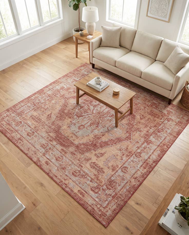 Detail image of 7' 10 x 7' 10 Easy-Clean Traditional Indoor / Outdoor Square Rug