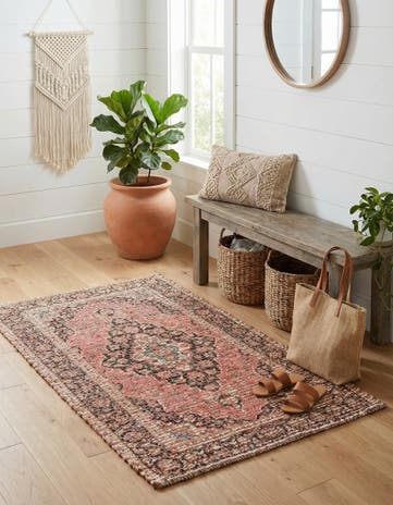 Red Hand Woven Chenille Jute Rug