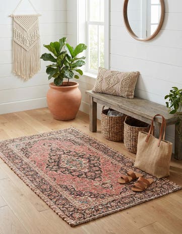 Red Hand Woven Chenille Jute Rug