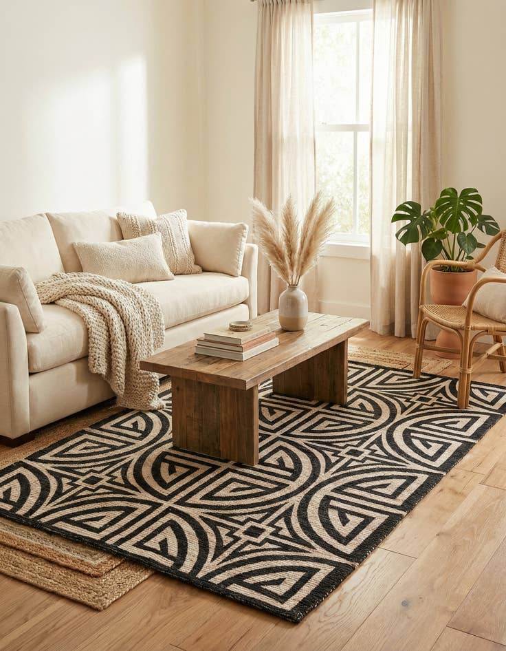 Detail image of  5' 1 x 8'  Hand Woven Chenille Jute Rug