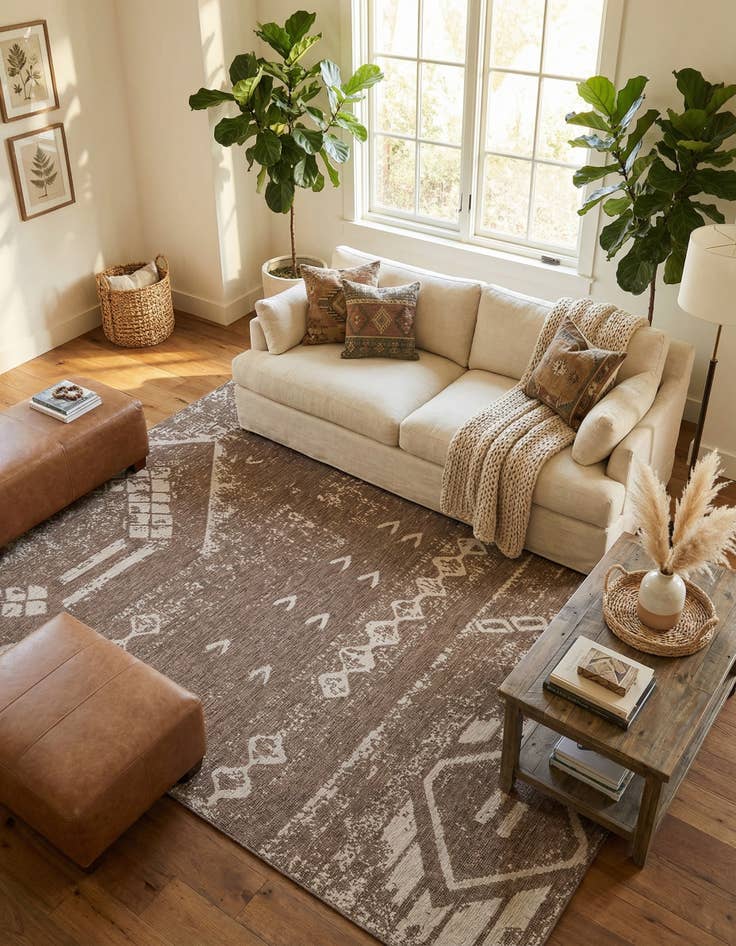 Detail image of 10' x 13' Easy-Clean Bohemian Indoor / Outdoor Rug