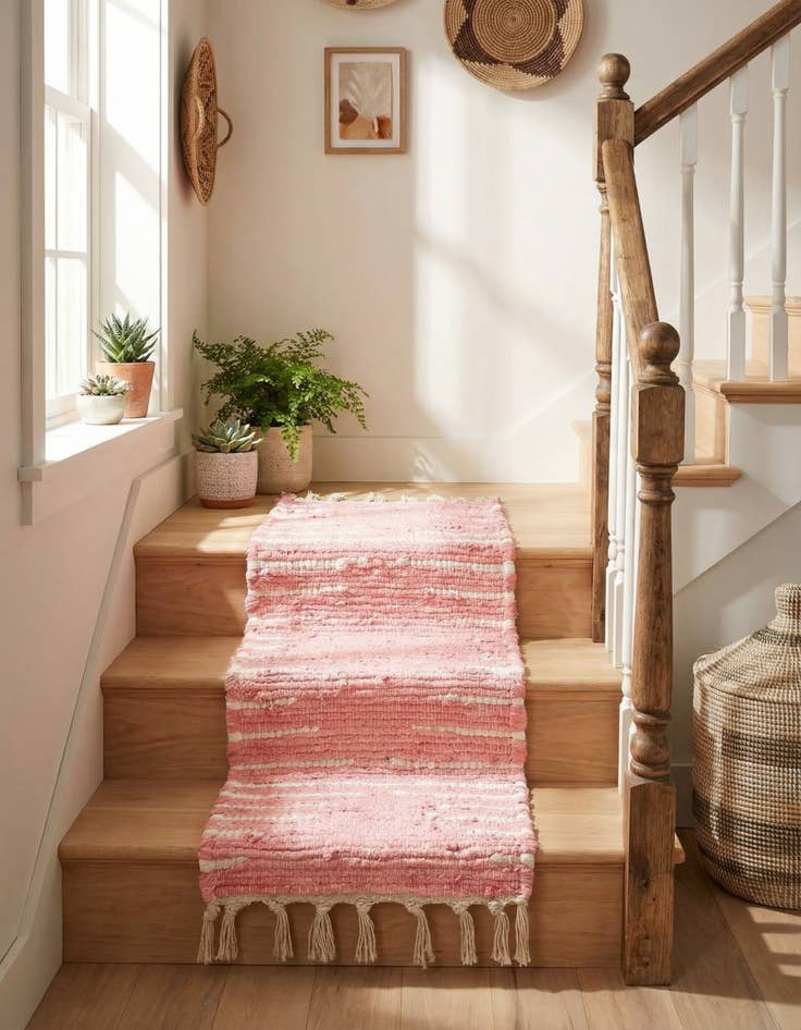 Detail image of 0' 9 x 2' 6  Hand Woven Chindi Cotton Stair Rug