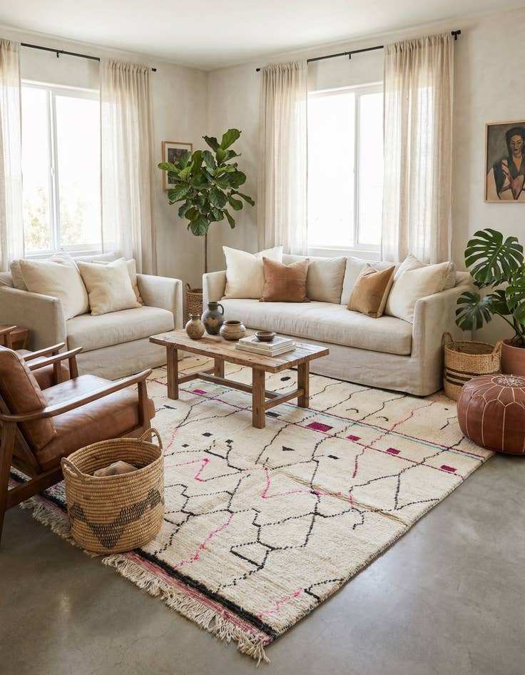 Detail image of 8' x 11'  Hand Knotted Moroccan Wool Rug