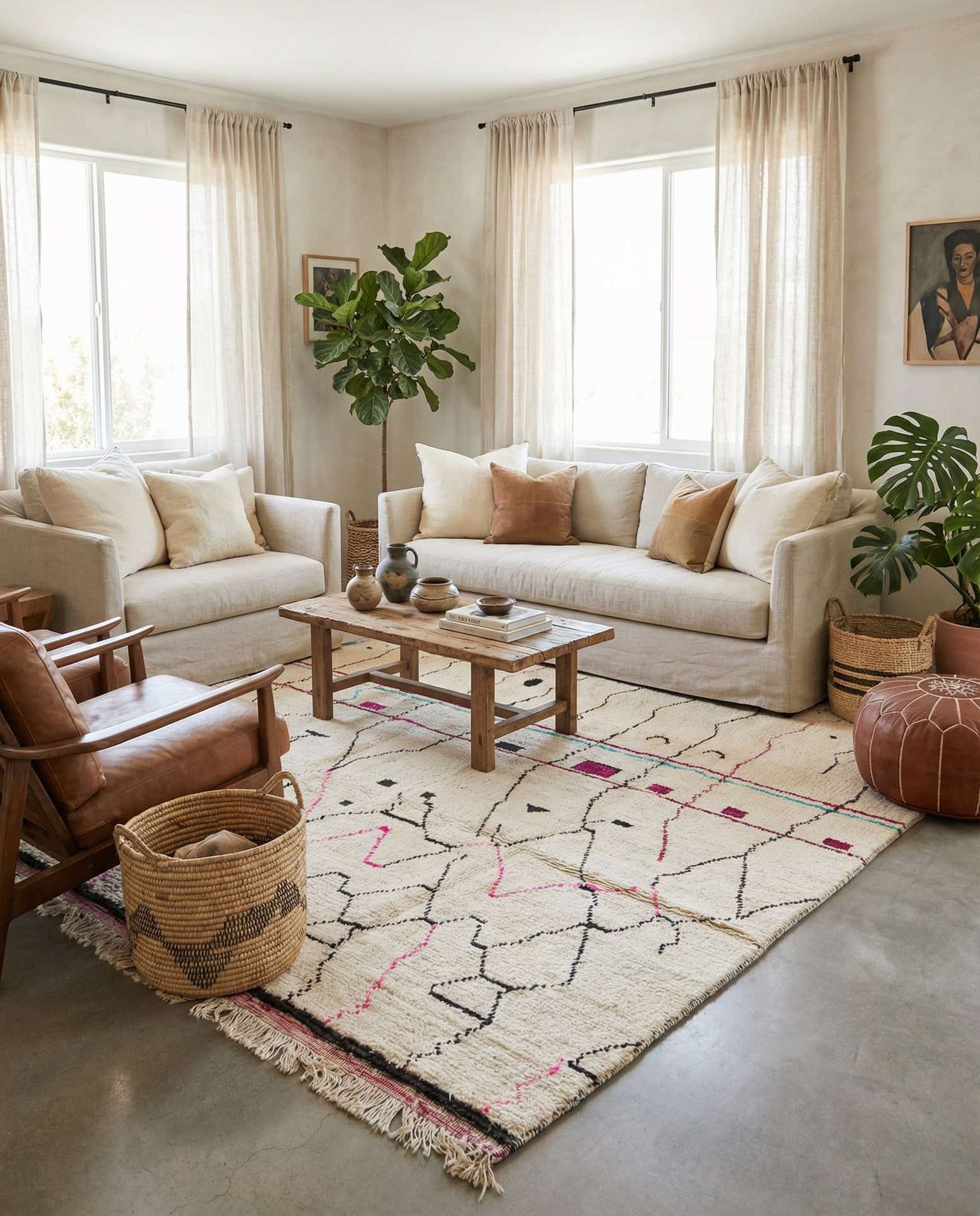 8' x 11' Hand Knotted Moroccan Wool Rug