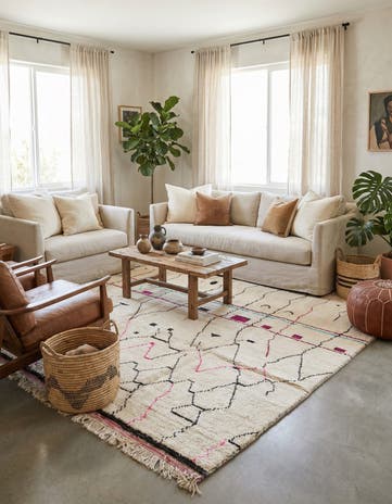 8' x 11' Hand Knotted Moroccan Wool Rug
