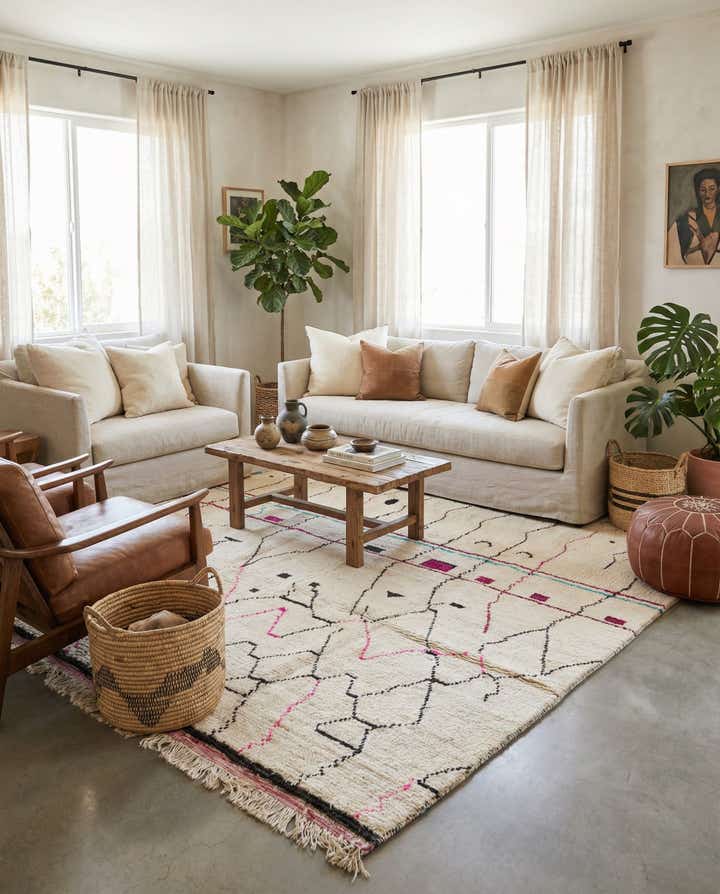 8' x 11' Hand Knotted Moroccan Wool Rug