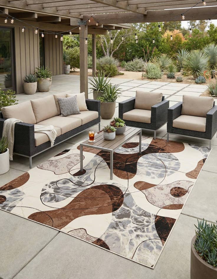 Detail image of 9' x 12'  Washable Modern Indoor / Outdoor Rug