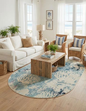 Light Blue Washable Amalfi Oval Rug